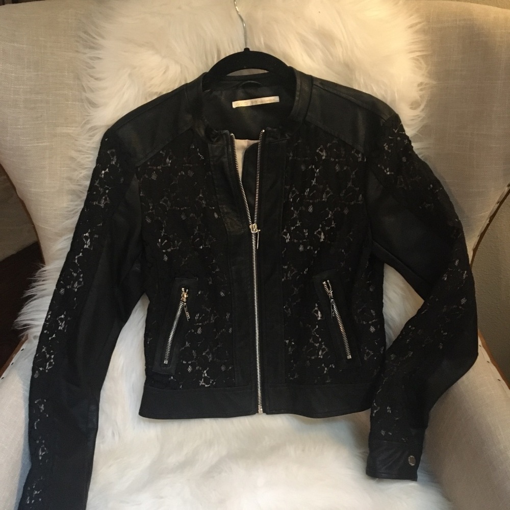 Beautiful French made leather and lace jacket